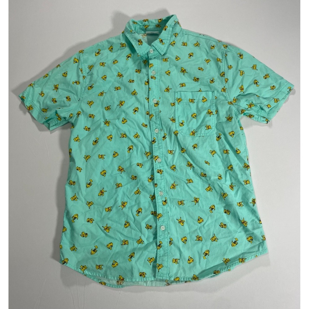2016 Pokémon Pikachu All Over Print Button Up Shirt Men's Medium